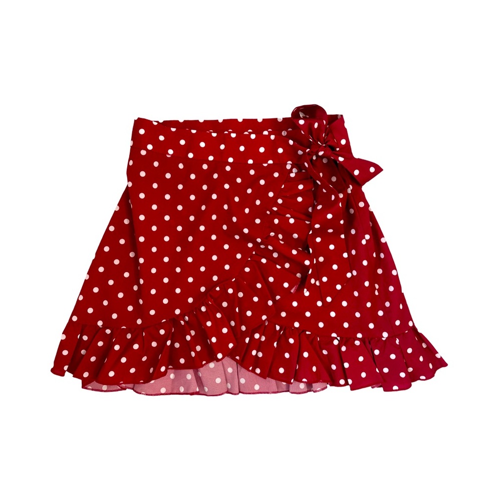 Red polka Dot ruffle skirt
